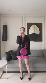 Load and play video in Gallery viewer, ATENA PLUSH FUCHSIA PURSE-SLING BAG

